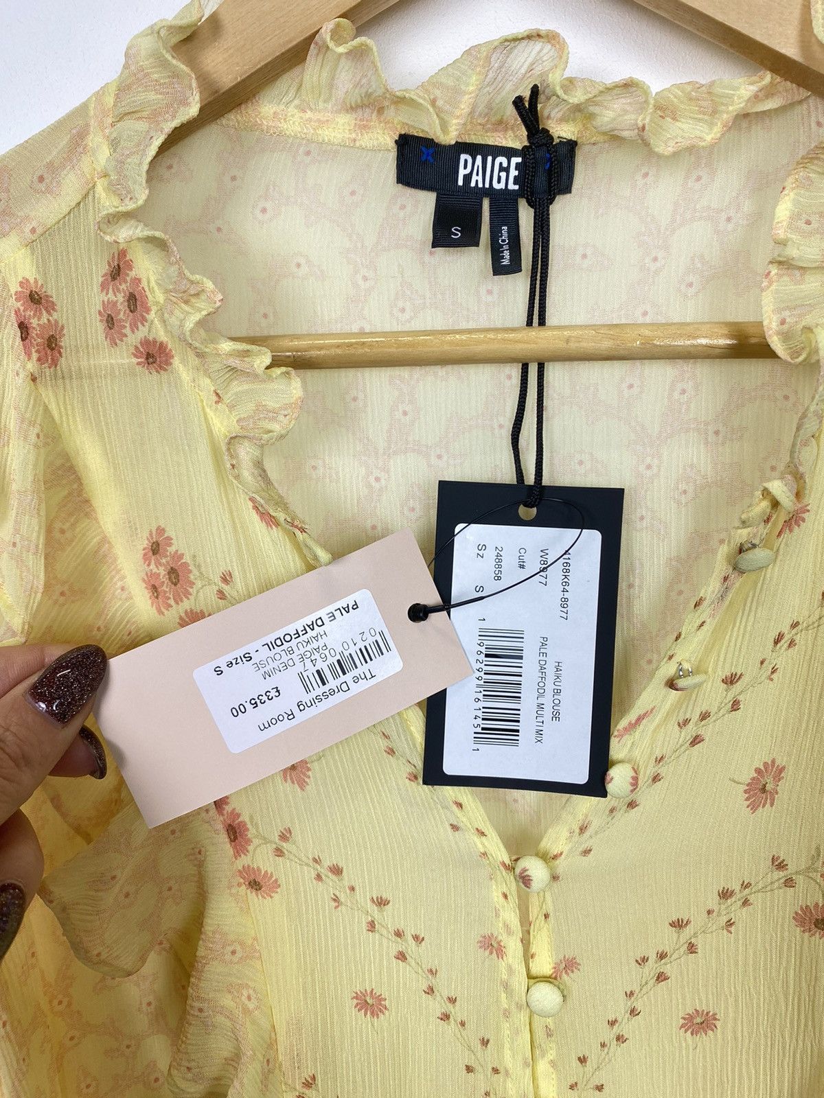 Paige Designer Paige Silk Blouse Shirt Ladies Size S Yellow Luxury Size S / US 4 / IT 40 - 4 Thumbnail