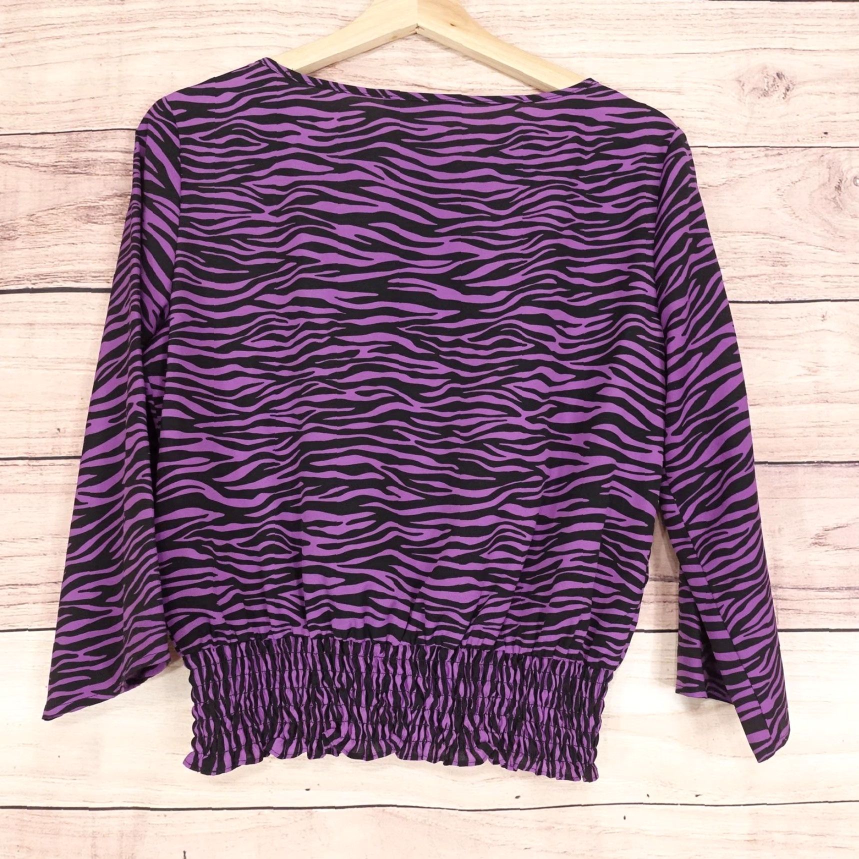 Michael Kors Michael Kors Shirt Womens PS Petite Small Purple Zebra Print Long Sleeve Crew Neck Pullover Top Blouse Size S / US 4 / IT 40 - 4 Thumbnail