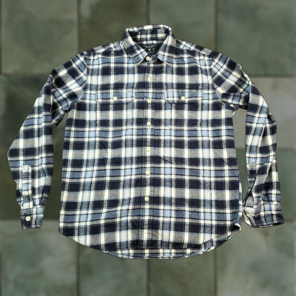 American Eagle Outfitters American Eagle Mens Medium Blue Plaid Flannel Shirt Long Sleeve Button Up Casual Size US M / EU 48-50 / 2 - 1 Thumbnail