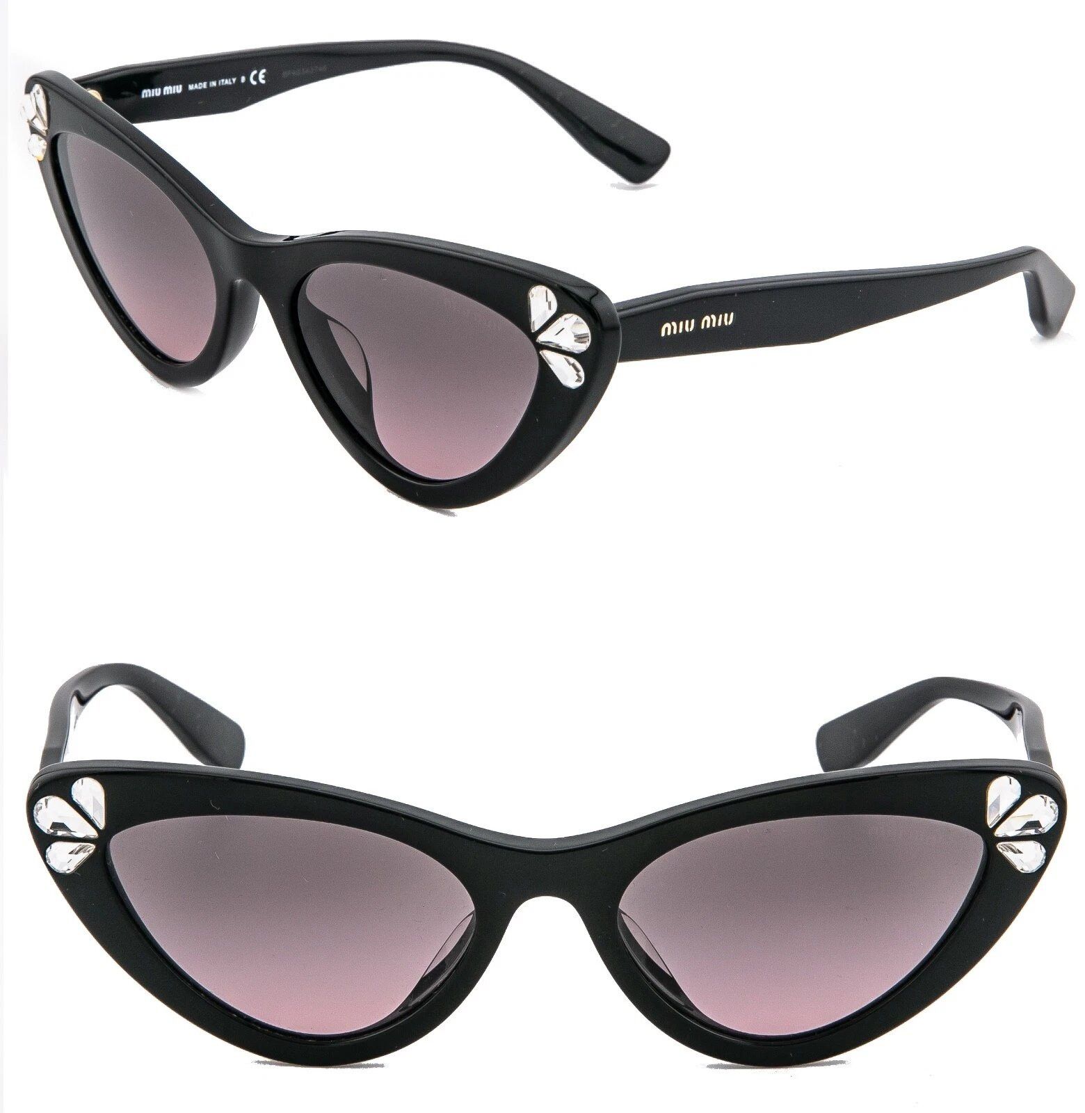 MIU MIU MU01VS Crystal Jewel 01V Black Luxury Fashion
