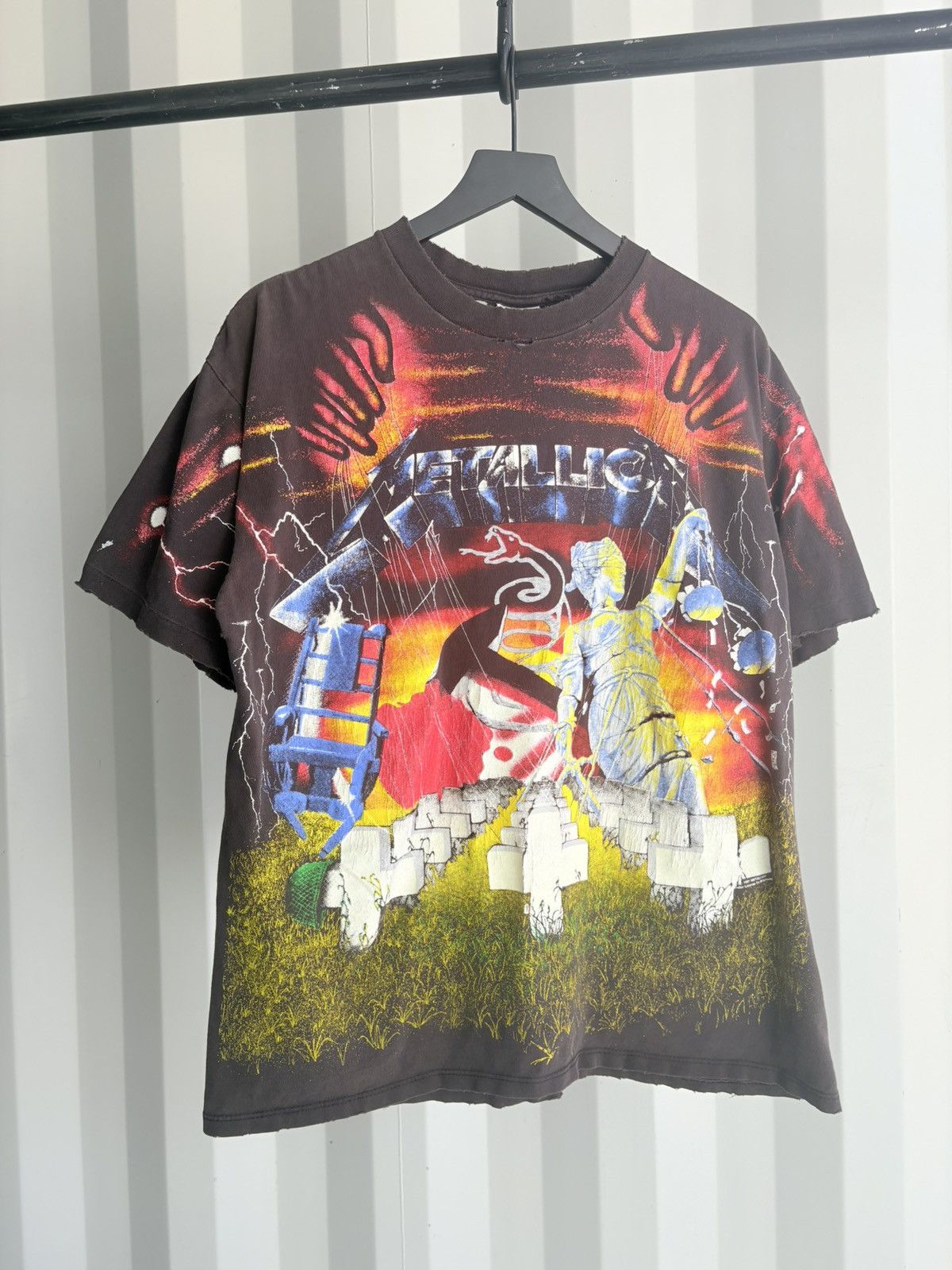 Band Tees Thrashed Metallica AOP Sun Faded Distressed ERD GRUNGE WCC Size US XL / EU 56 / 4 - 1 Thumbnail