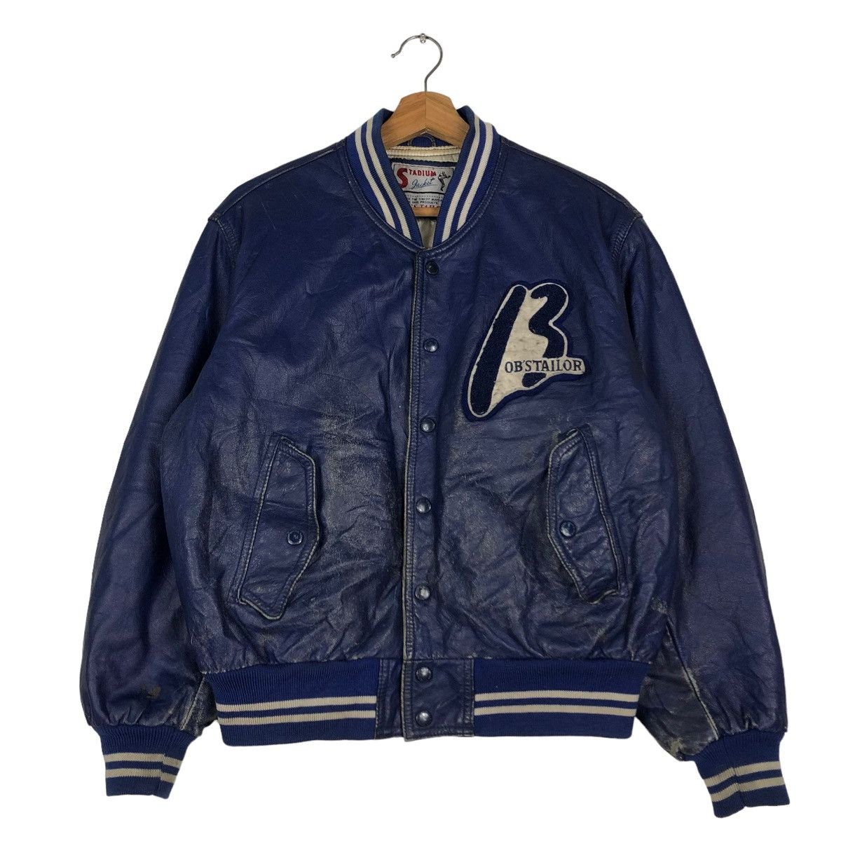 Vintage 🔥VINTAGE LEATHER STADIUM JUMPER JACKET BOB’S TAILOR BIG LOGO Size US M / EU 48-50 / 2 - 4 Thumbnail
