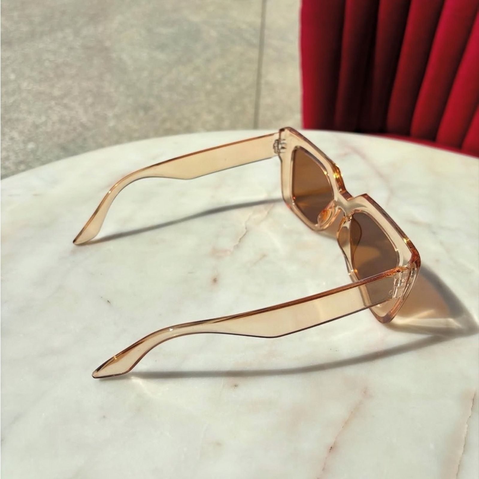 Nordstrom NEW NORDSTROM Clear Brown $78 Oversized Plastic Sunglasses Size ONE SIZE - 5 Thumbnail