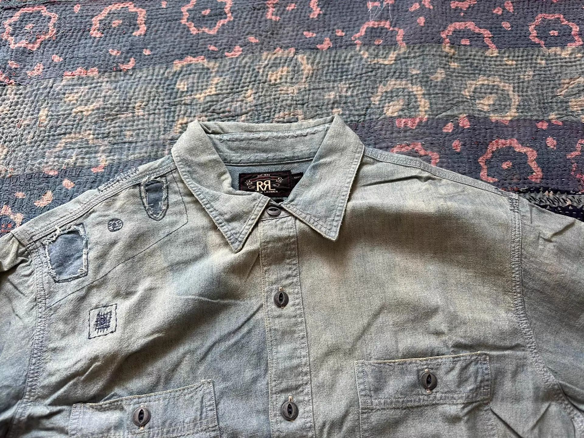 RRL Ralph Lauren RRL Distressed Patchwork L-Sleeve Shirt Size US L / EU 52-54 / 3 - 3 Thumbnail