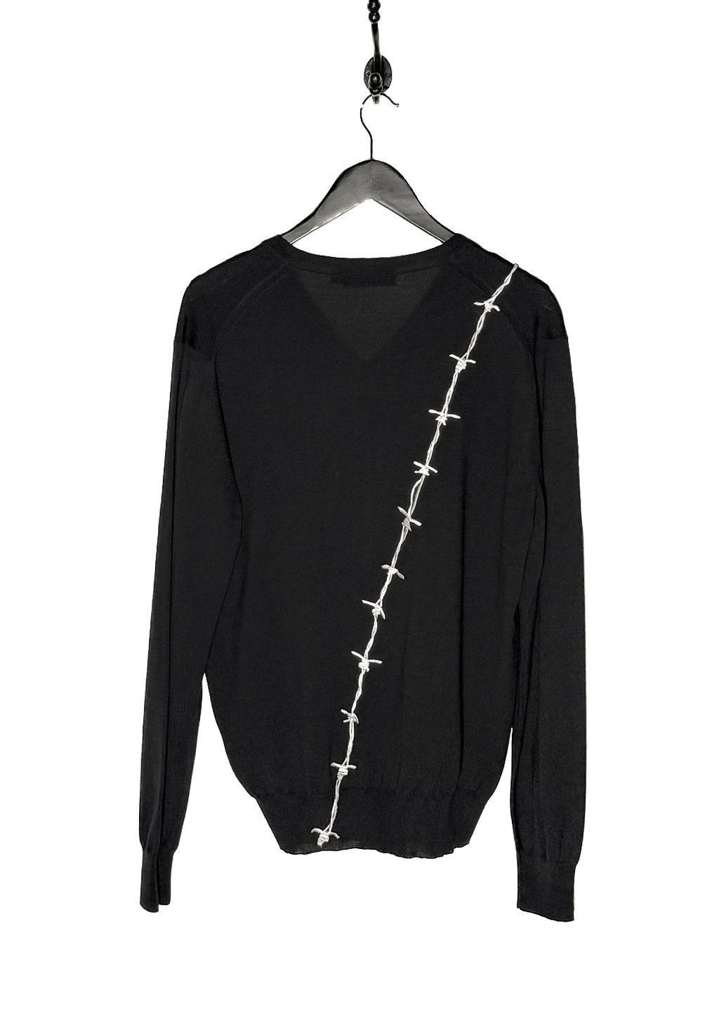 Alexander McQueen Alexander McQueen Barbed Wire Embroidery V-neck Wool Sweater Size US L / EU 52-54 / 3 - 4 Thumbnail