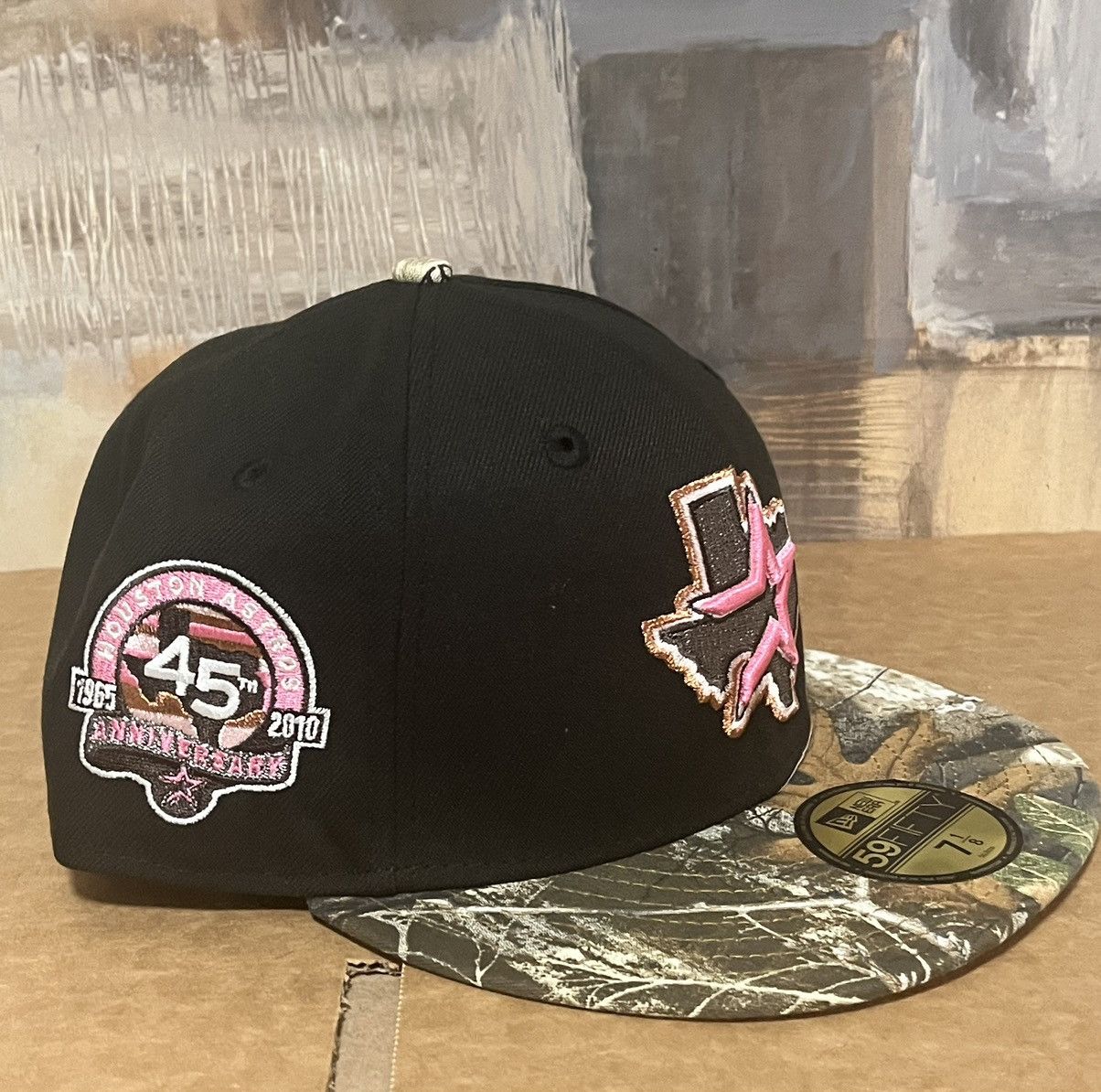 image of 7 1/8 Hat Club Exclusive Houston Astros Real Tree Pink in Realtree, Men's