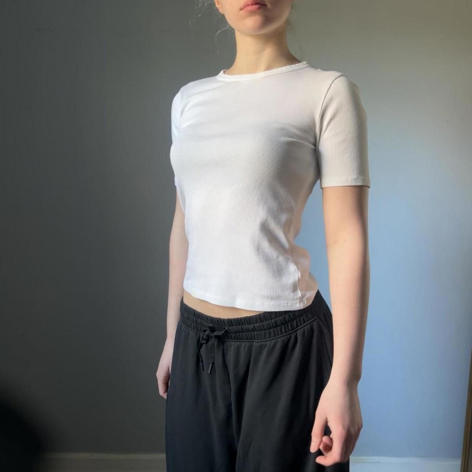 Zara White ribbed cotton t-shirt Size S / US 4 / IT 40 - 3 Thumbnail