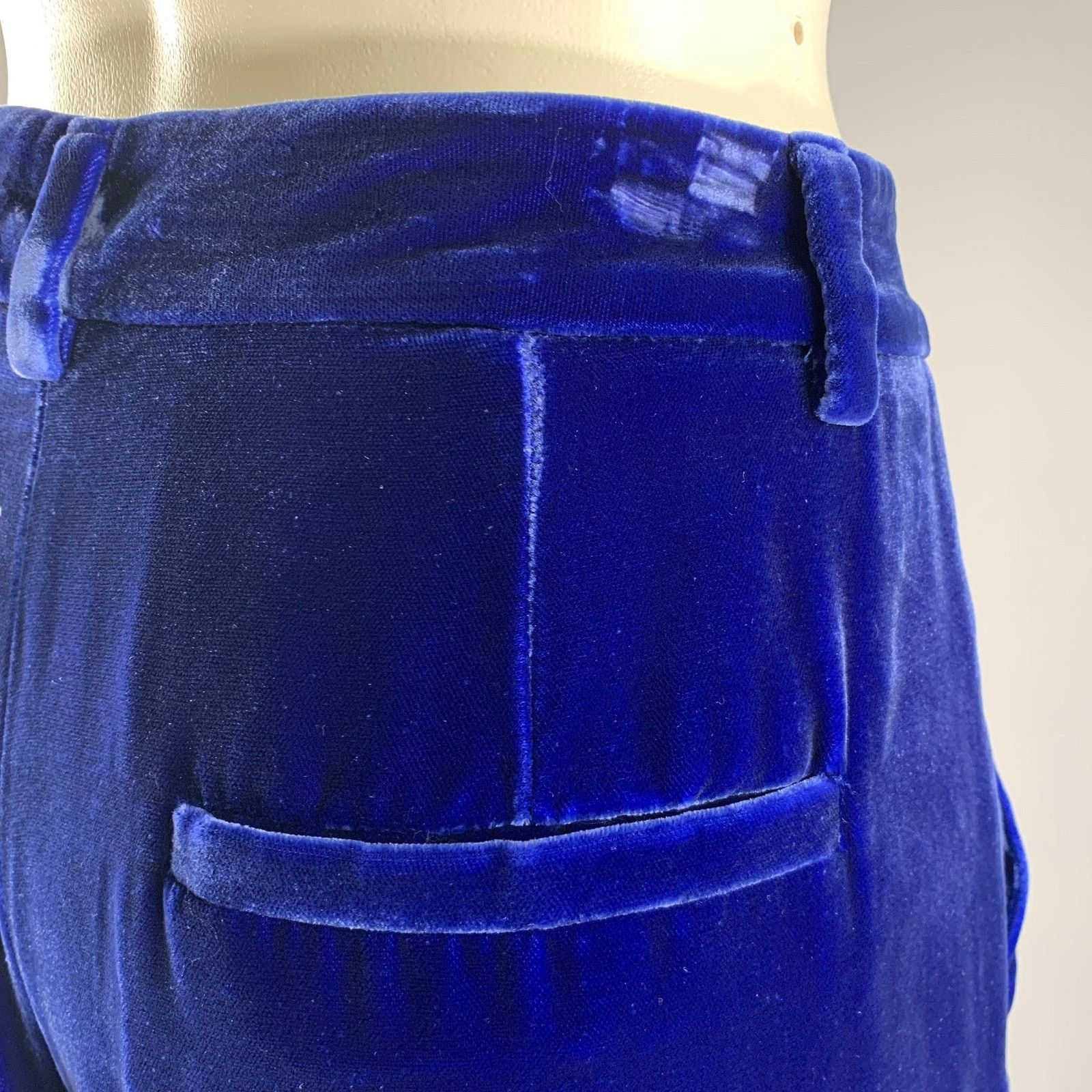 Giorgio Armani GIORGIO ARMANI Size 6 Blue Velvet Viscose Silk Pants Size US 30 / EU 46 - 4 Thumbnail