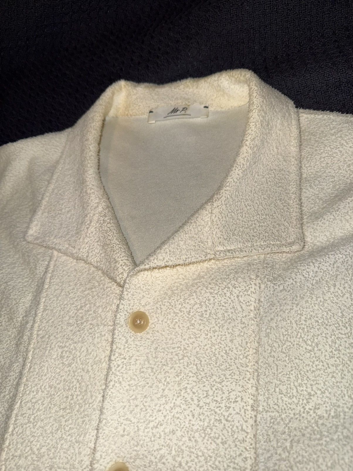Mr P. Mr P. Terry Cloth Camp Collar Shirt Cream Cotton Size US M / EU 48-50 / 2 - 2 Thumbnail