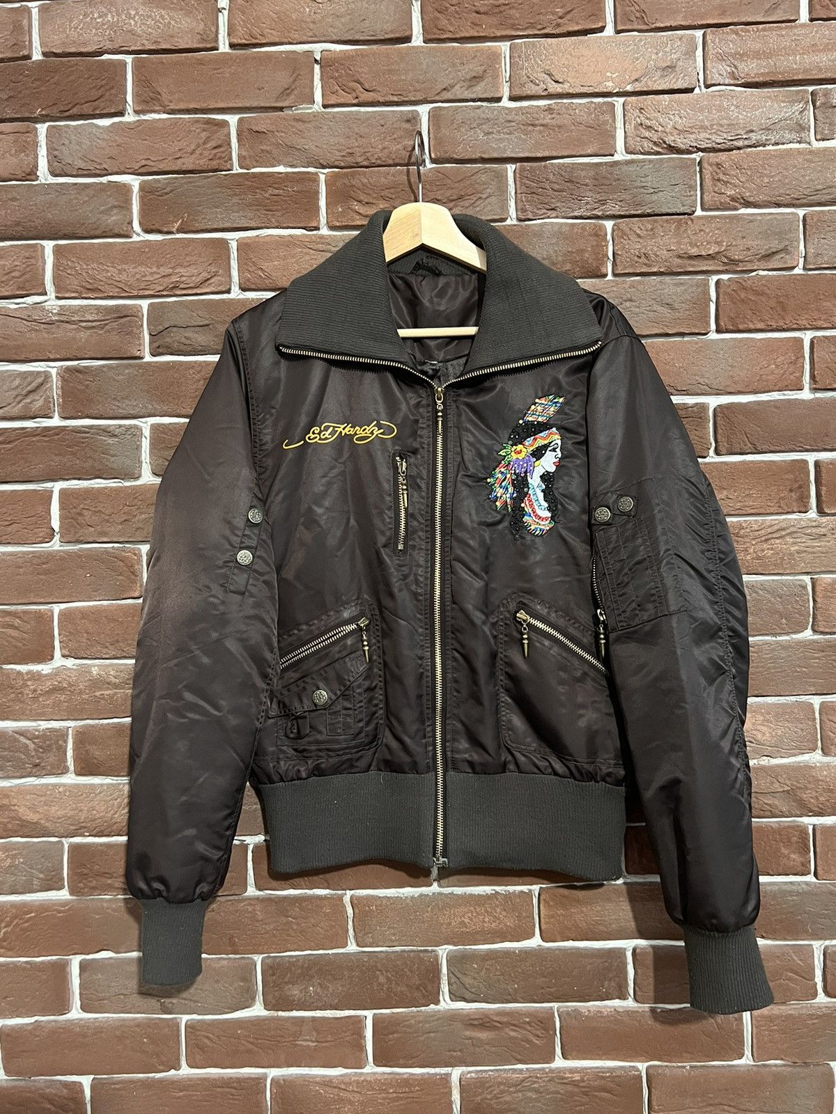 Christian Audigier Ed Hardy Christian Audigier Rare Hype Brown Y2k Jacket Size US M / EU 48-50 / 2 - 1 Thumbnail