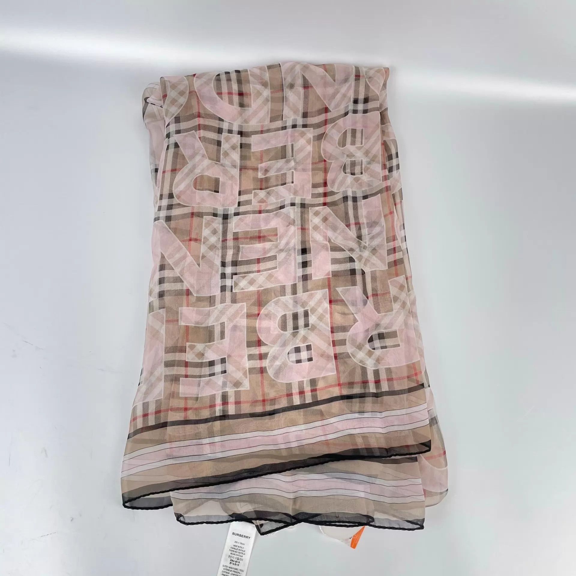Burberry Burberry Silk Scarf Allover TB Logo Print 100x200 Size ONE SIZE - 2 Thumbnail