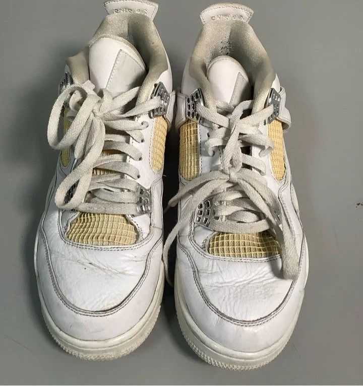 Jordan Brand × Nike Nike Air Jordan 4 Retro Pure Money 11.5 White Silver Leather Size US 11.5 / EU 44-45 - 2 Thumbnail