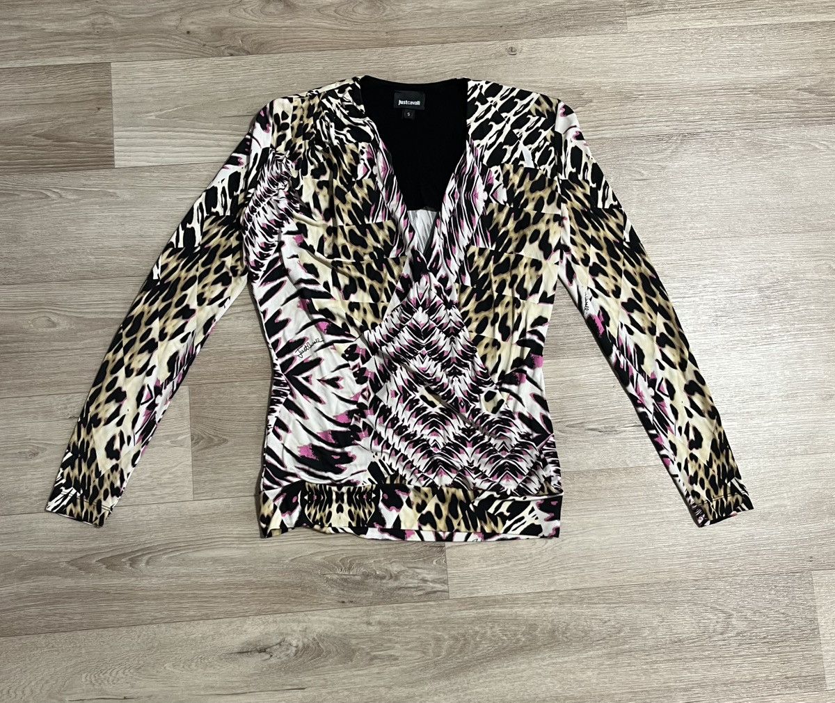 Just Cavalli JUST CAVALLI Leopard Floral Print Viscose Blouse Size M / US 6-8 / IT 42-44 - 1 Thumbnail