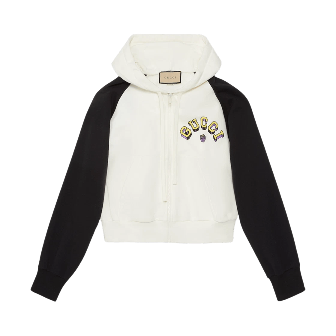 Gucci o1la5ras0526 Cotton Jersey Hooded Sweatshirt in White/Black Size S / US 4 / IT 40 - 1 Preview