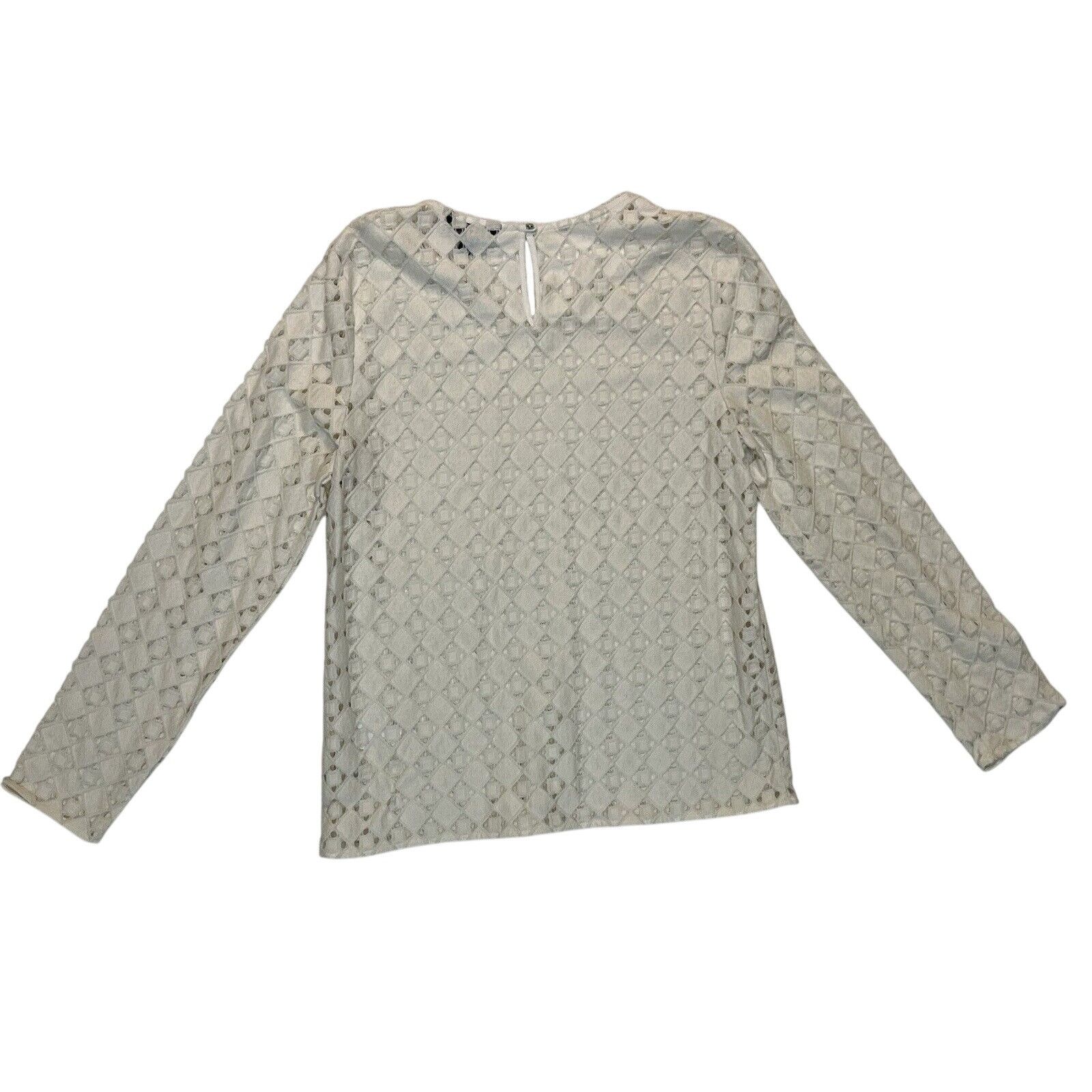 Banana Republic Banana Republic Top Eyelet Lace Blouse Tunic Cream Size M / US 6-8 / IT 42-44 - 6 Thumbnail