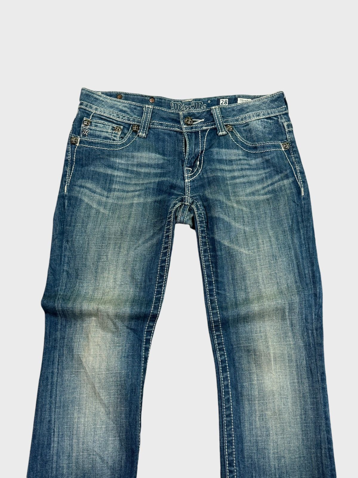 If Six Was Nine FLARE MISS ME CLAW MARK STUDDED CHAIN DENIM Size US 30 / EU 46 - 3 Thumbnail