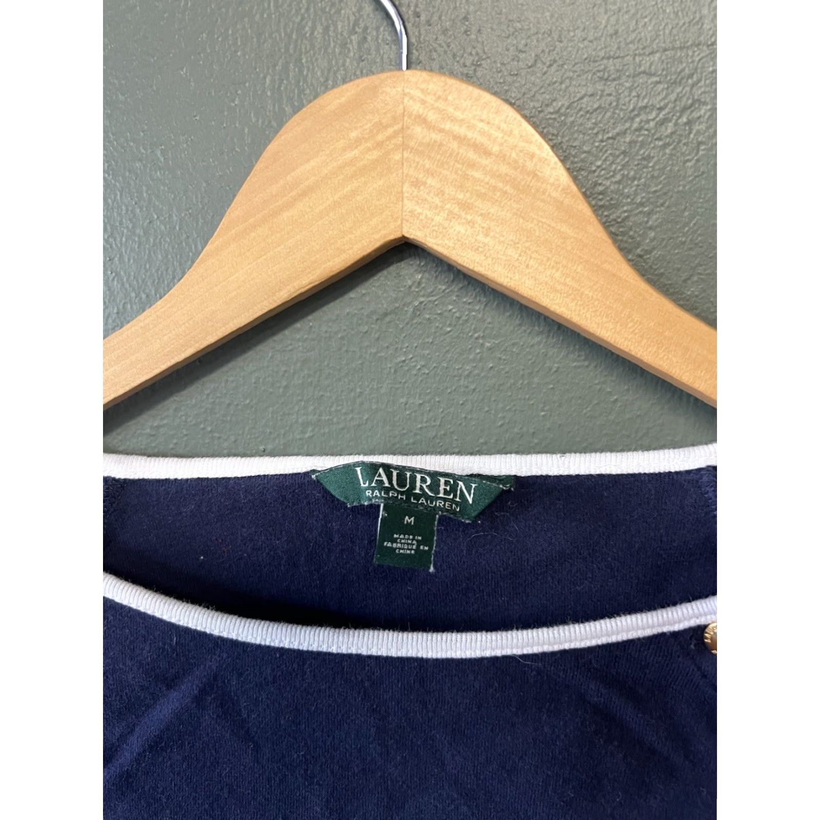 Ralph Lauren Lauren Ralph Lauren Womens Shirt 3/4 Sleeve White Blue Medium Size L Color White Womens Shirt 3/4 Sleeve Lauren Ralph Lauren Size L / US 10 / IT 46 - 3 Thumbnail