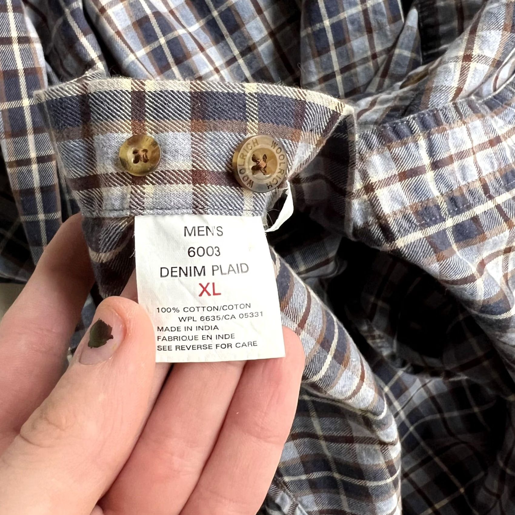 Vintage Woolrich Shirt Mens XL Blue Brown Plaid Long Sleeve Button Front Cotton Twill Button-Down Pocket Mens XL Shirt Plaid Woolrich Size US XL / EU 56 / 4 - 4 Thumbnail