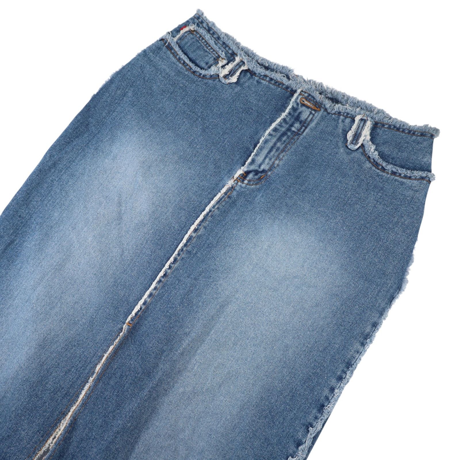 Vintage Vintage Y2k Zana Di Denim Frayed Edge Maxi Skirt Size 32" / US 10 / IT 46 - 2 Thumbnail