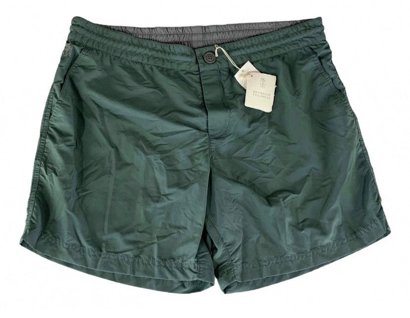 Brunello Cucinelli Brunello Cucinelli 🇮🇹 Dark Emerald Resort Swim Shorts XL NWT Size US 38 / EU 54 - 1 Thumbnail