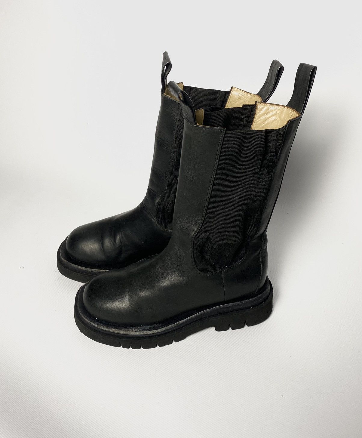 image of Bottega Veneta Lug Leather Boots in Black, Men's (Size 7)