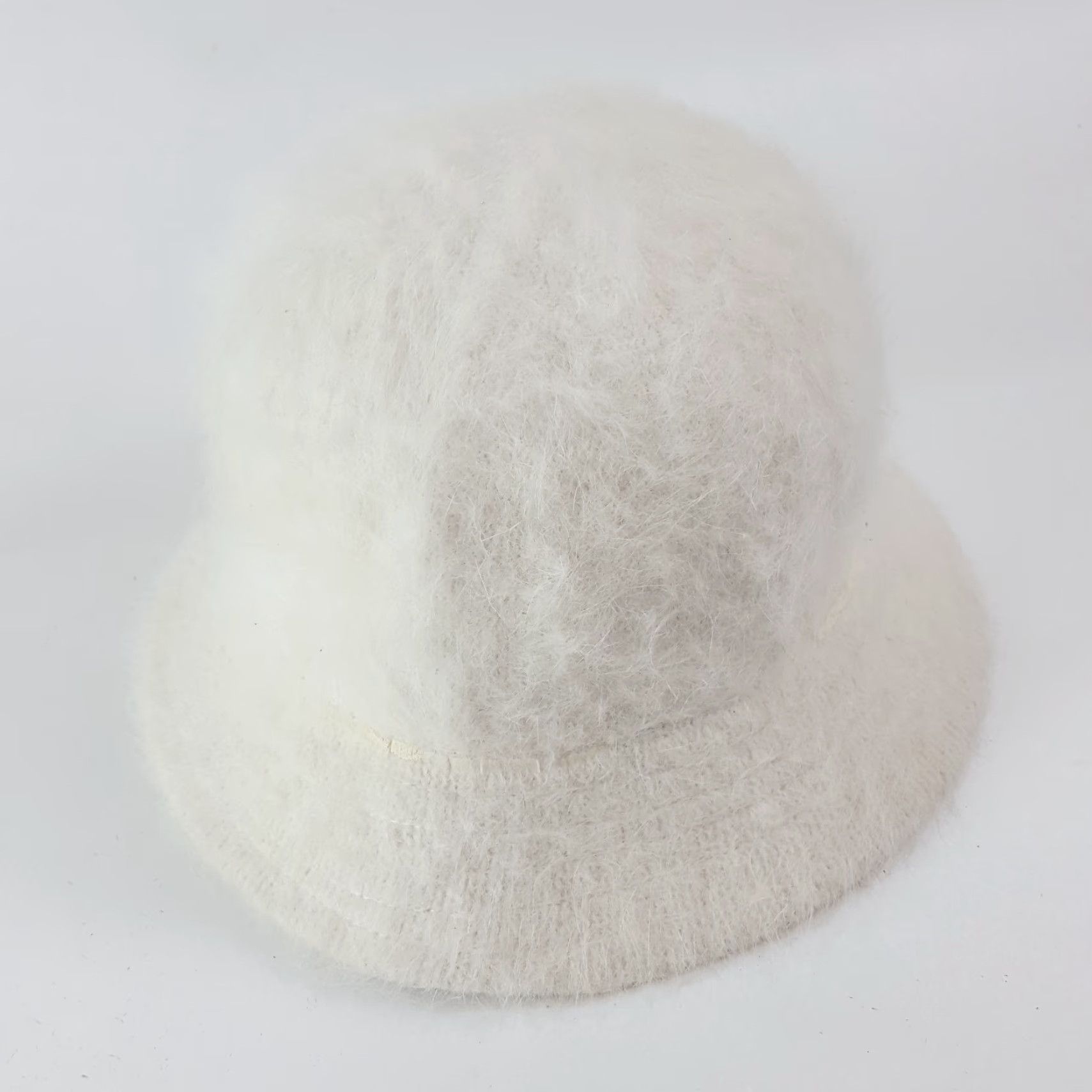 Vintage VINTAGE Angora Bucket Hat Women M White Knit Fuzzy 90s Y2K Retro Beach Preppy Cap Size ONE SIZE - 6 Thumbnail