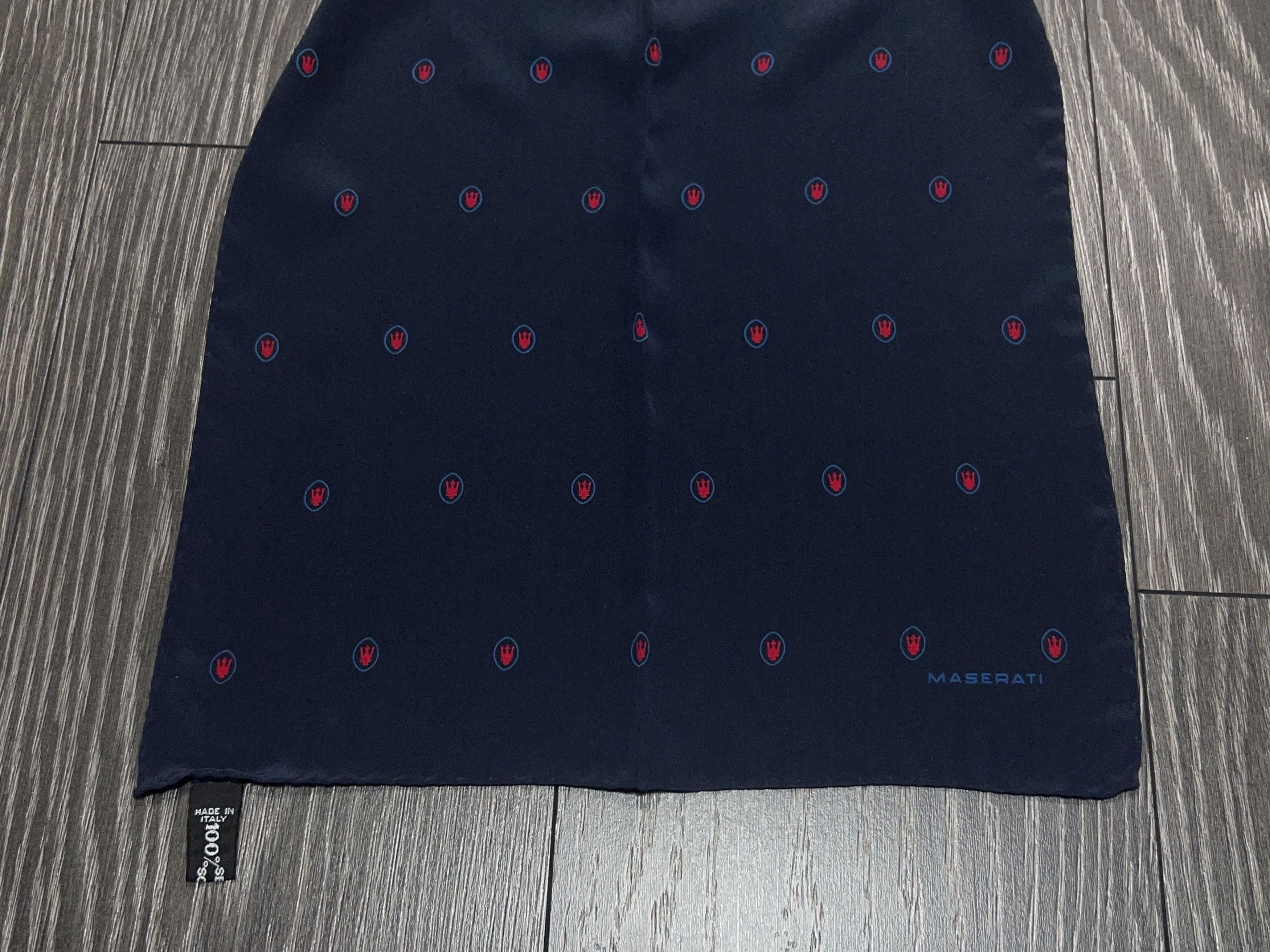 Vintage RARE Maserati Monogram Silk Scarf Authentic Dark Blue Size ONE SIZE - 4 Thumbnail