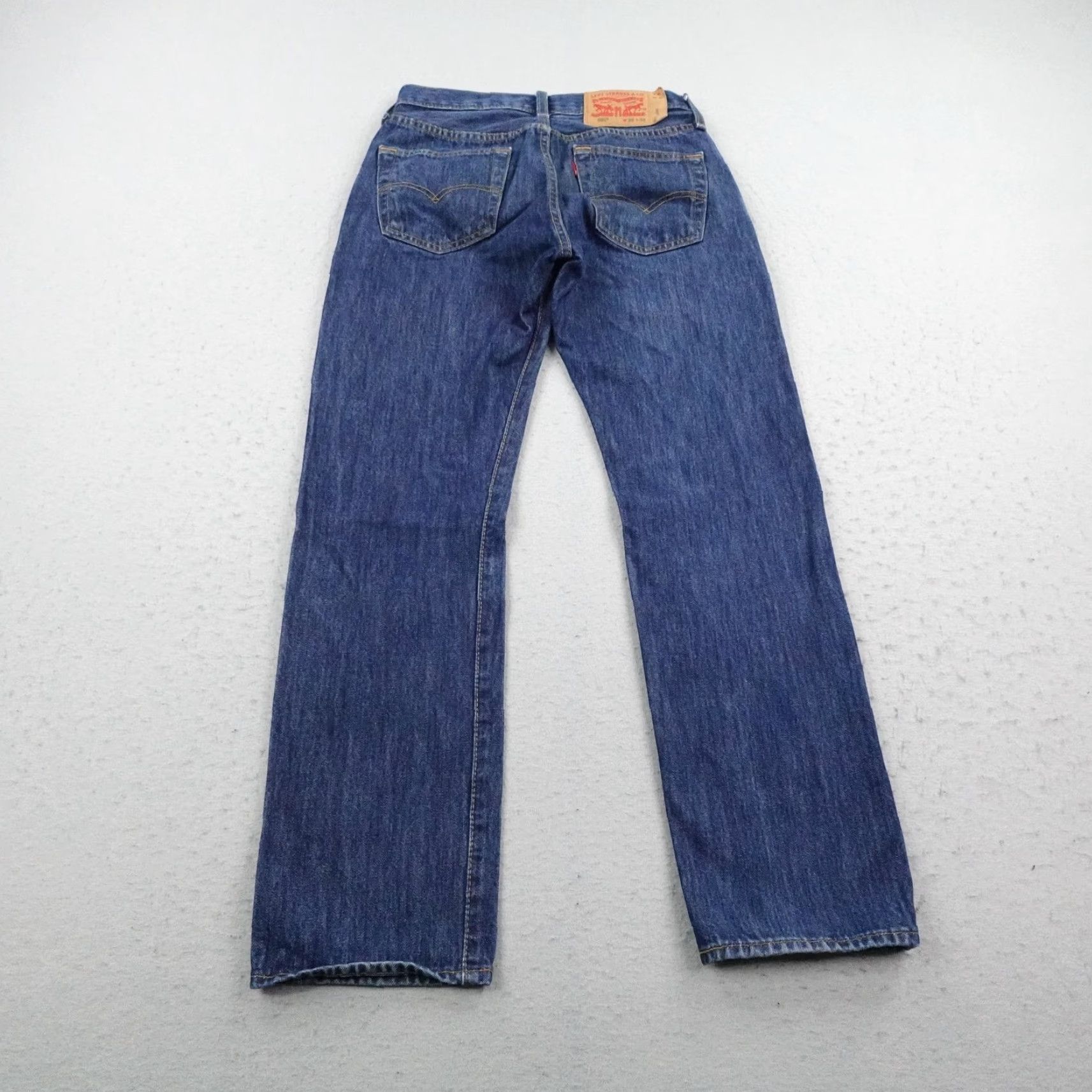 Levi's Levi's Jeans Mens 501 Blue Denim Button Fly Straight Leg 29x30 Vintage? No. 5-Pocket Design Red Tab - Regular Fit, Medium Wash, Cotton - Pants Size US 29 - 5 Thumbnail