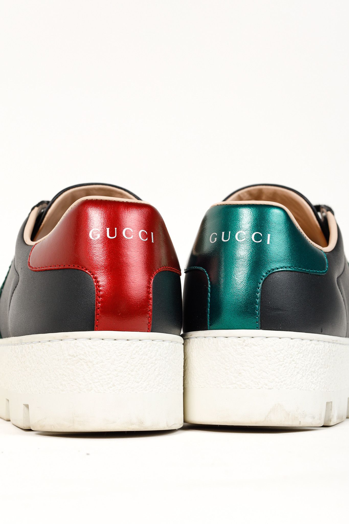Gucci Gucci Ace Web Gold Bee Black Leather White Platform Sneaker Size US 9.5 / IT 39.5 - 9 Thumbnail
