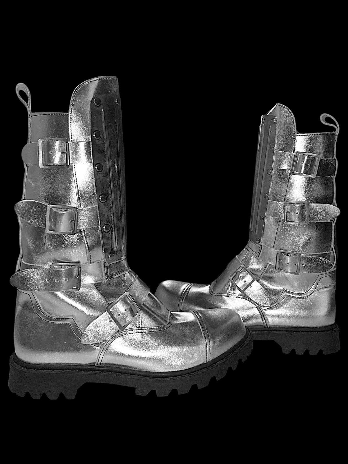 Vintage Metallic biker boots avant garde rock Size US 10 / EU 43 - 2 Thumbnail