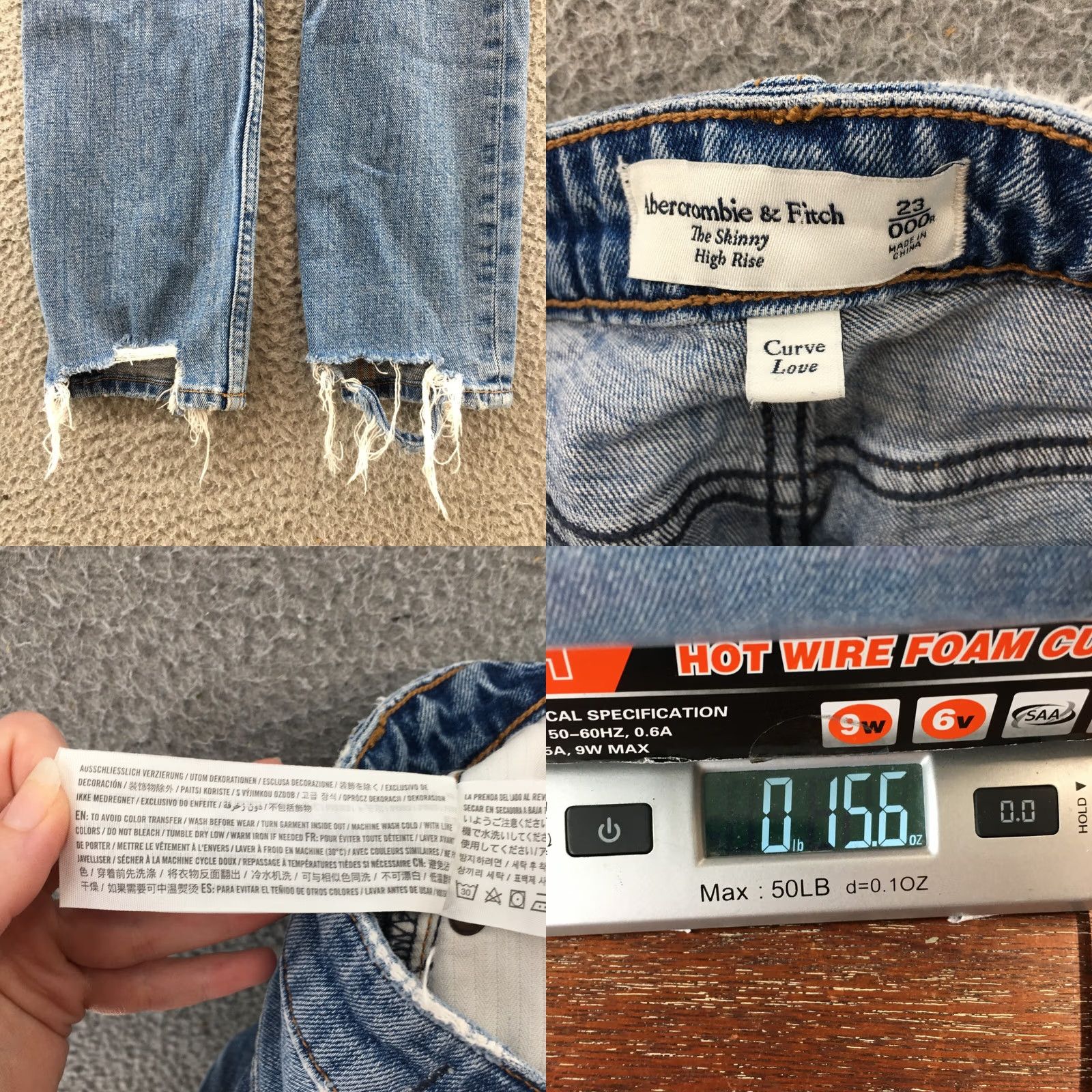 Abercrombie & Fitch Abercrombie & Fitch The Skinny Jeans Womens 23/000R Blue Denim Denim Jeans Slim Regular 5-Pocket Distressed Stretch Womens Size 40" / US 18 - 10 Thumbnail