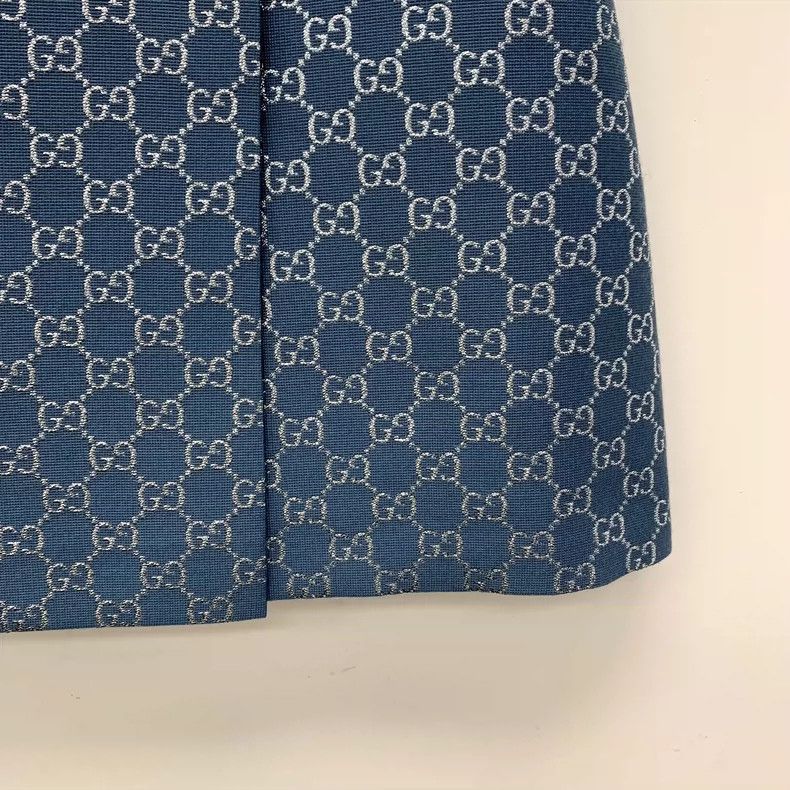 Gucci Gucci Blue logo jacquard full-print metal buckle wool short Size 25" / US 0 / IT 36 - 4 Thumbnail
