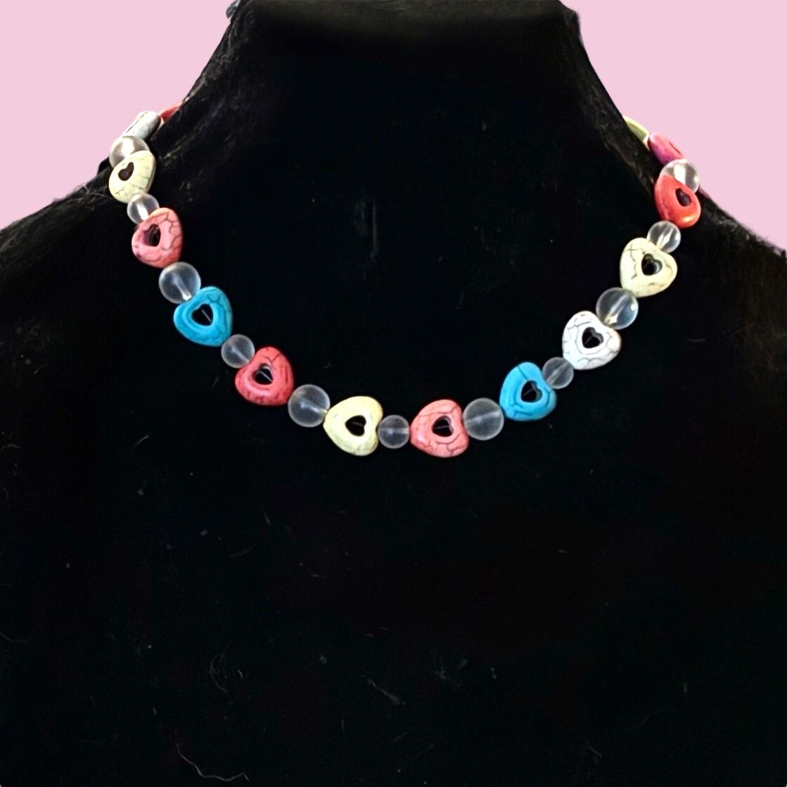 Other Multicolor natural stone heart link necklace Size ONE SIZE - 1 Thumbnail