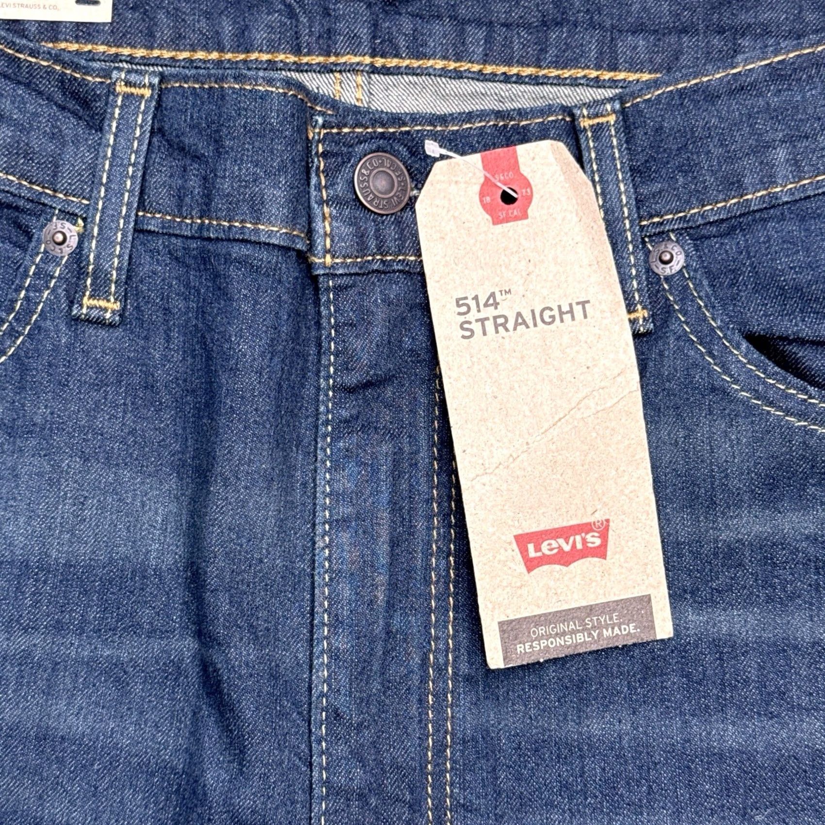 Levi's Levi's 514 Jeans Mens 38x32 Mid Rise Regular Fit Stretch Denim Blue 5-Pocket Classic Square Zip Belt Loops Cotton Elastane Modern Casual Regular Mens Size US 38 / EU 54 - 5 Thumbnail