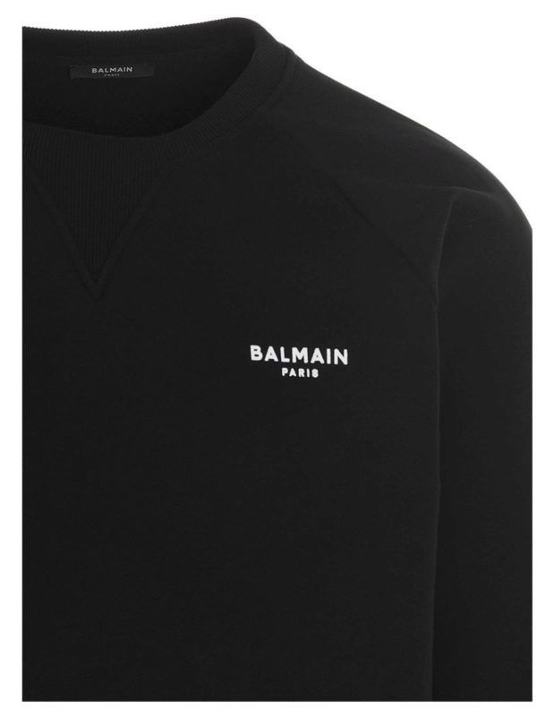 Balmain o1s1wg110925 Flocked Logo Sweatshirt in Black Size US L / EU 52-54 / 3 - 3 Thumbnail