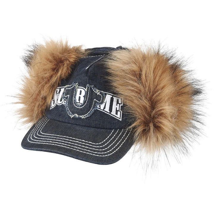 Supreme × True Religion Supreme True Religion Indigo Earflap Fur 5 Panel Hat FW25 Size ONE SIZE - 4 Thumbnail