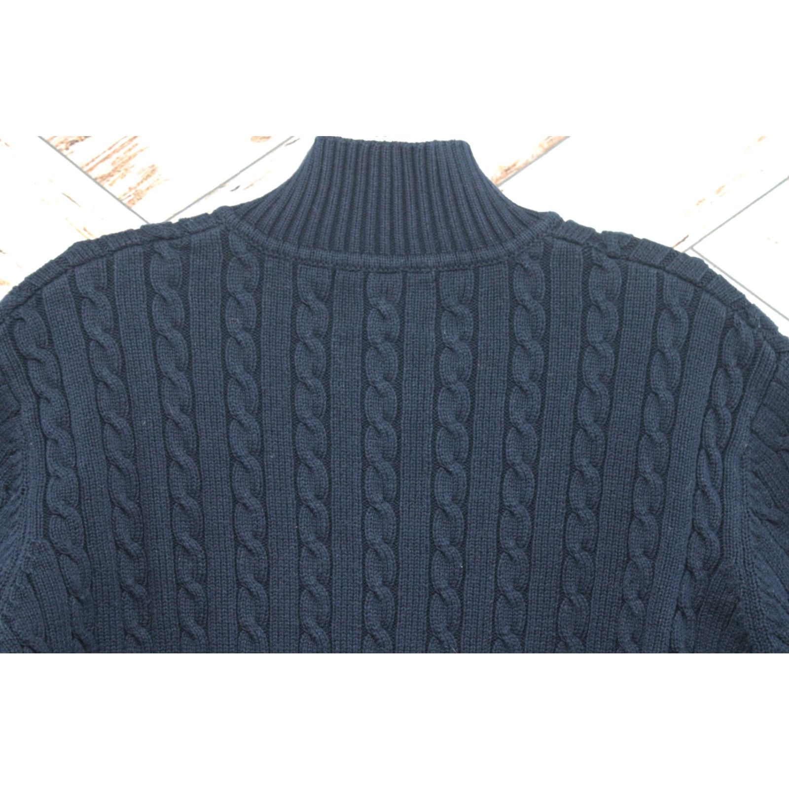 Ralph Lauren VINTAGE Lauren Ralph Lauren Sweater Women Large Blue Crest Logo 1/4 Zip Cable Knit 90s Preppy Women Size L / US 10 / IT 46 - 3 Thumbnail