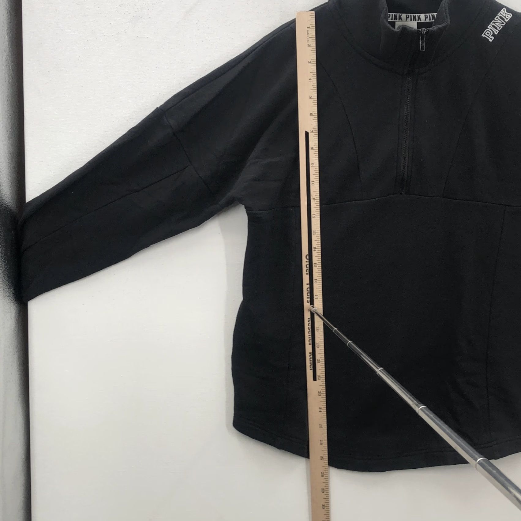 Victoria's Secret Victoria's Secret Pink Womens Black 1/4 Zip Pockets Long Sleeve Sweatshirt Size M Size M / US 6-8 / IT 42-44 - 3 Thumbnail