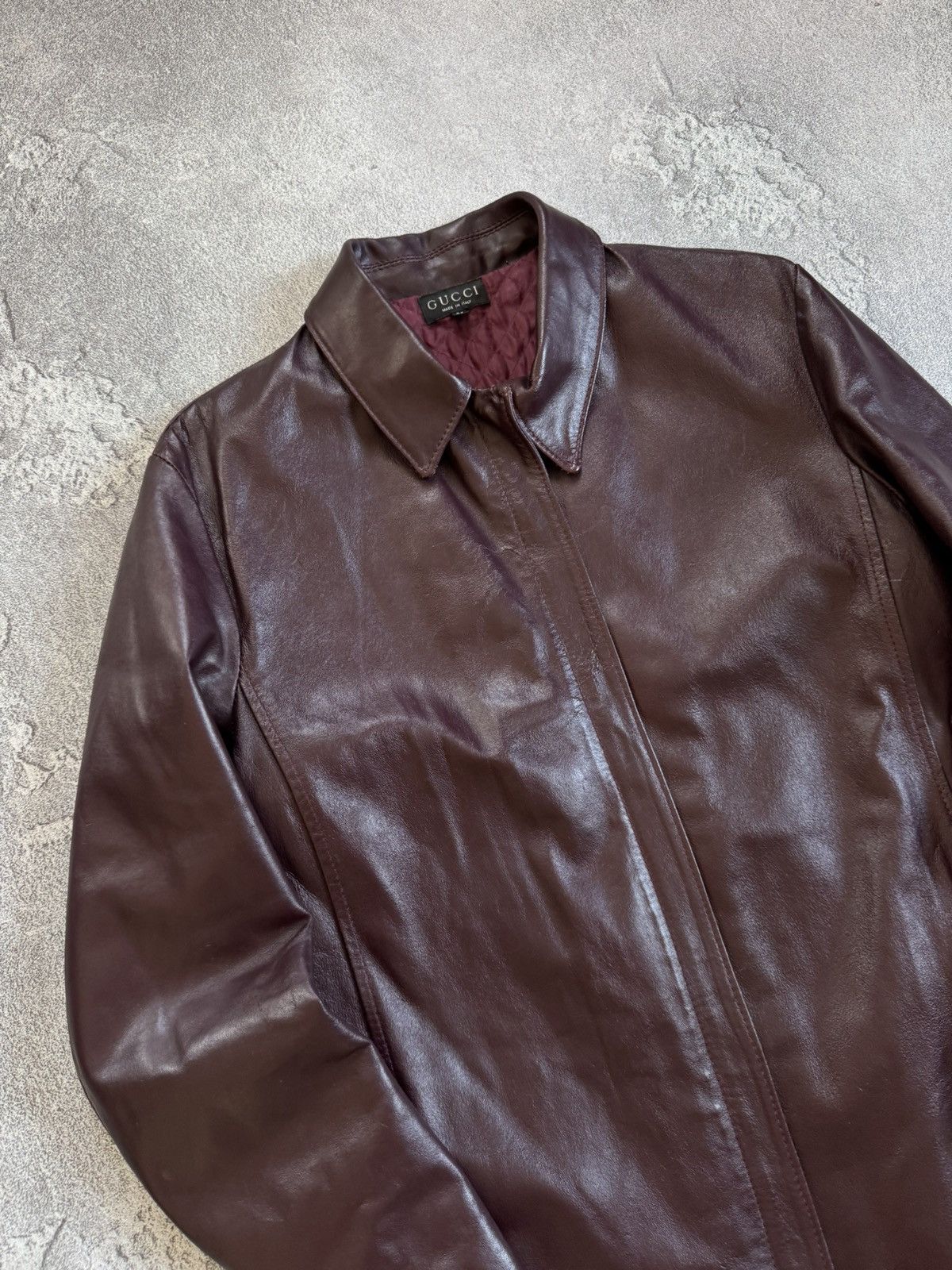 Gucci Gucci 46size retro vintage leather coat zip jacket 90s Size L / US 10 / IT 46 - 2 Thumbnail