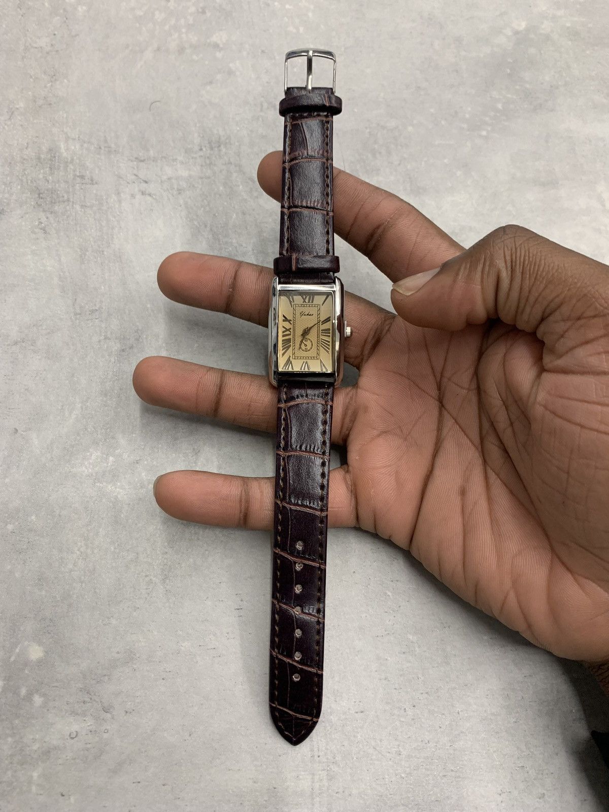 image of Archival Clothing x Vintage 90's Vintage Retro Luxury Style Gold Leather Watch, Men's