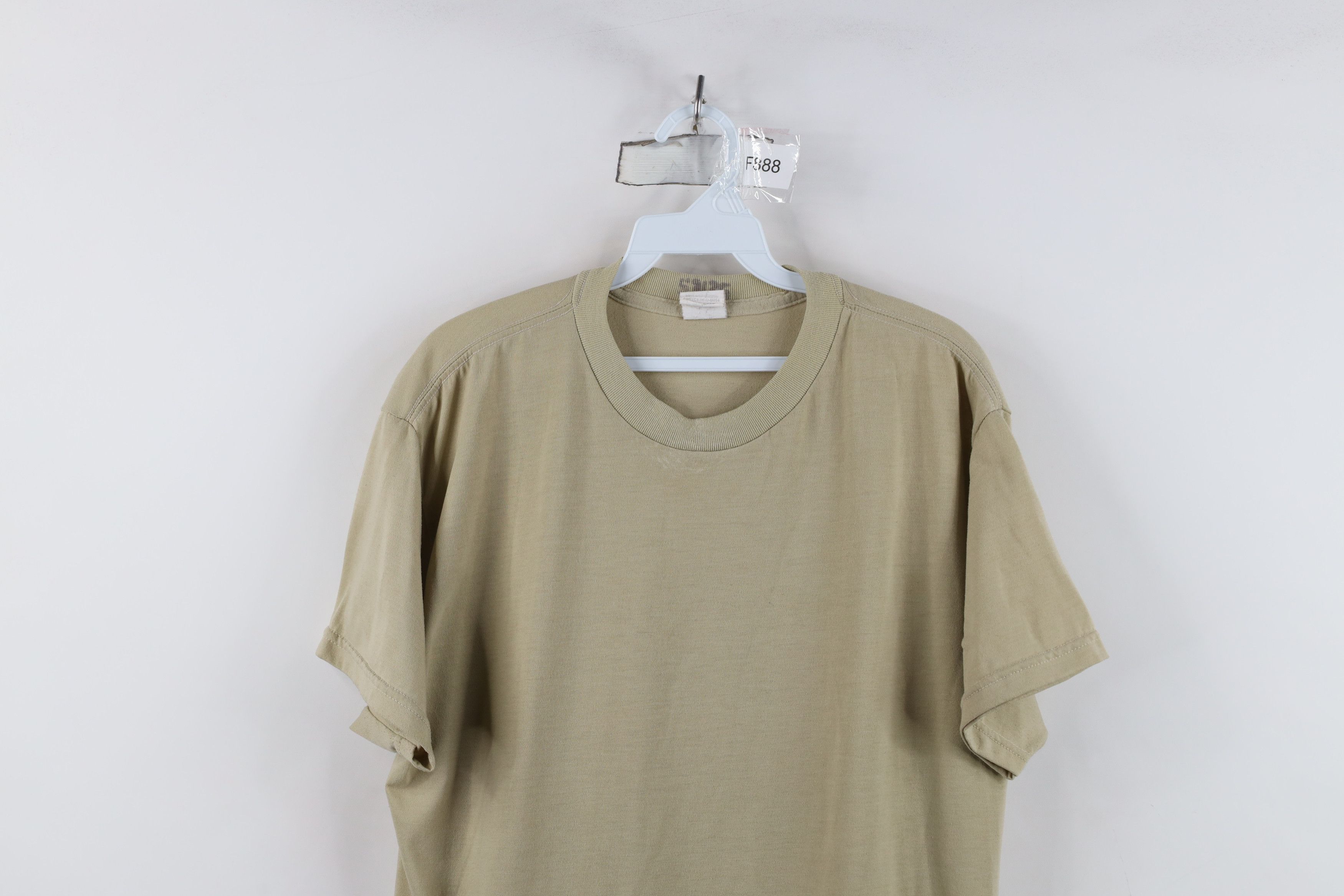 Vintage Vintage 90s Streetwear Blank Knit T-Shirt Khaki Tan USA Size US L / EU 52-54 / 3 - 2 Thumbnail
