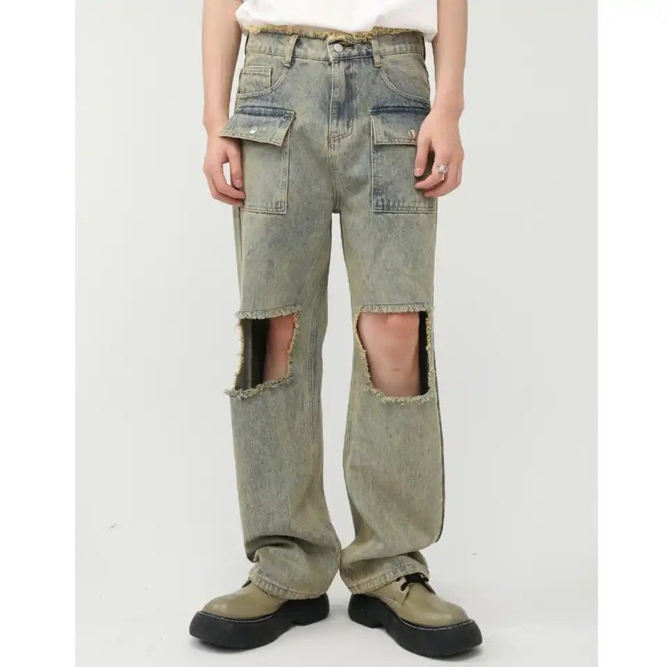 Japanese Brand Hip Hop Pocket Design Washing Zipper Jeans Size US 32 / EU 48 - 1 Thumbnail