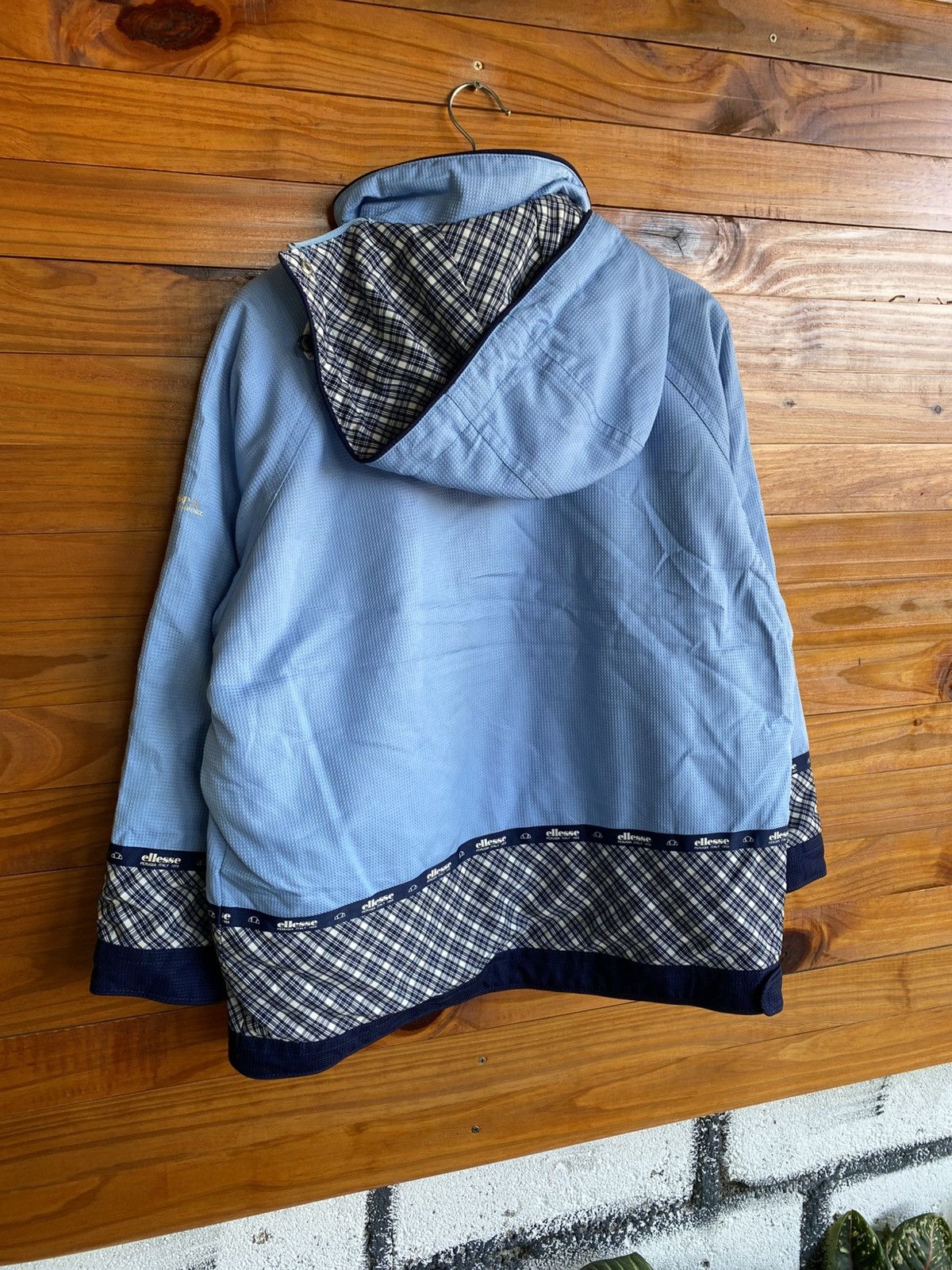 Ellesse × Goldwin Vintage Ellesse Half Zip Hooded Jacket Light Blue Plaid Size US M / EU 48-50 / 2 - 16 Thumbnail