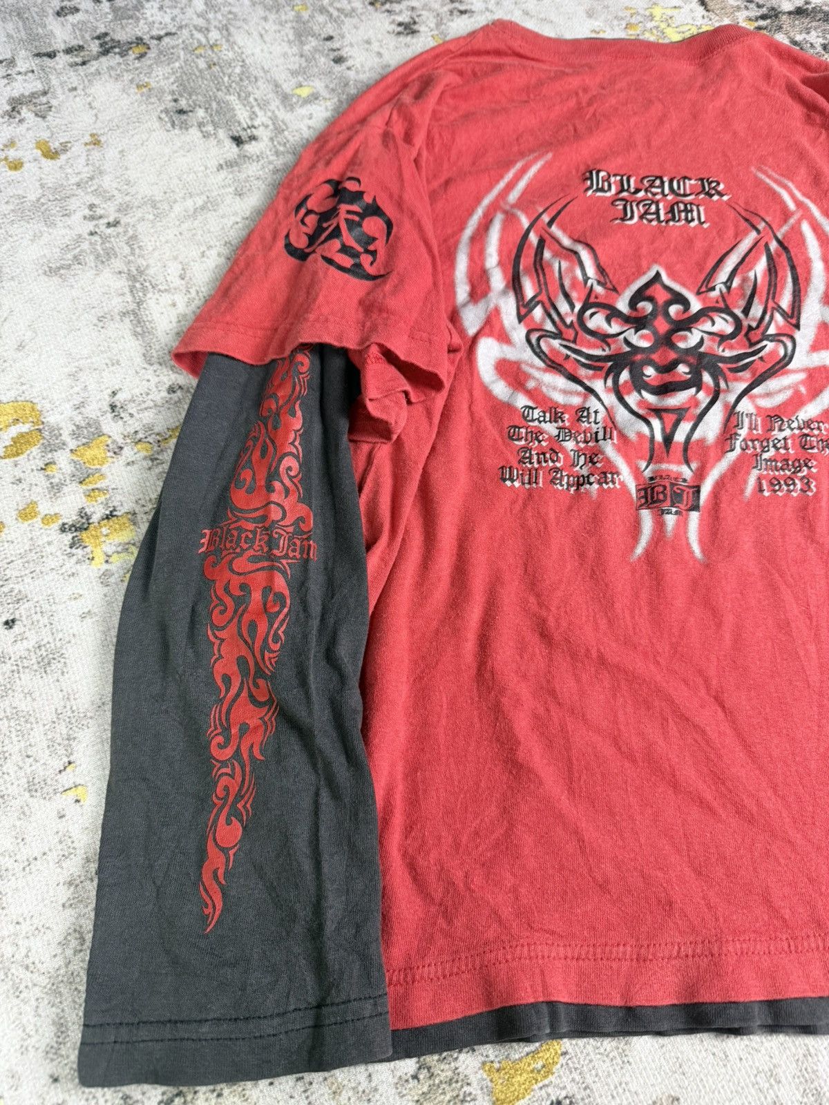 JNCO Y2K Black Jam Tattoo Tribal Double Layer Long Sleeve Size US M / EU 48-50 / 2 - 3 Thumbnail