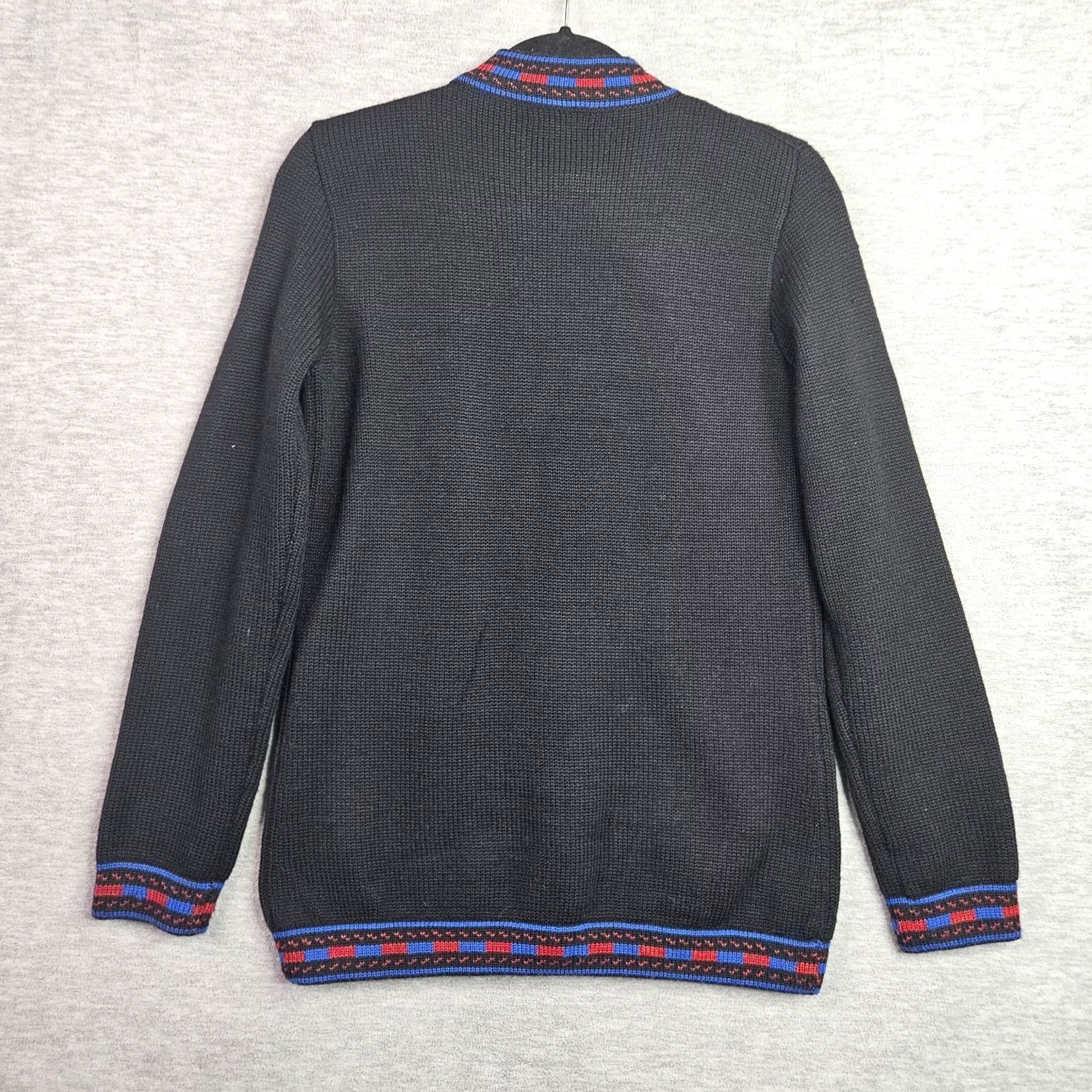 Yves Saint Laurent Yves Saint Laurent Cardigan Women's Black Knit Size M Vintage Blue Trim Wool Crew Neck Cardigan Womens Regular Modern Pattern Solid Vintage Yes Size M / US 6-8 / IT 42-44 - 2 Thumbnail