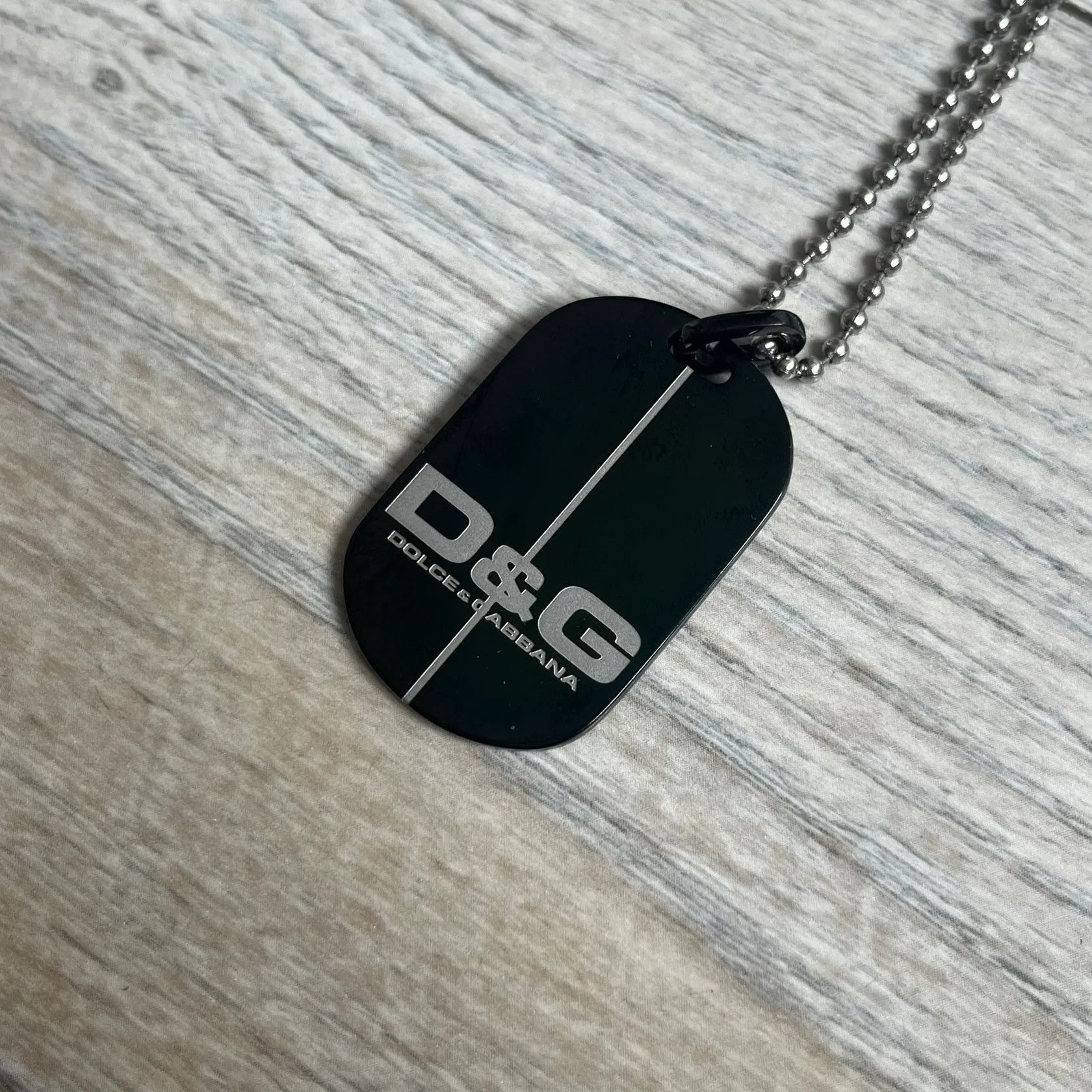 Dolce & Gabbana Dolce & Gabbana 2000's Split Black Dog Tag Necklace Size ONE SIZE - 3 Thumbnail