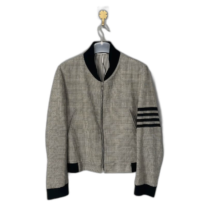 Thom Browne Thom Browne Houndstooth Baseball Jacket-yf Size US M / EU 48-50 / 2 - 1 Thumbnail