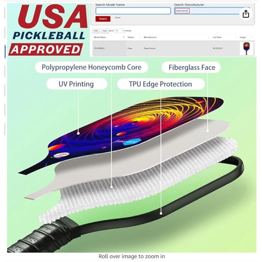 The Unbranded Brand USAPA Approved Fiberglass Pickleball Set,4 Balls, Bag Size ONE SIZE - 2 Thumbnail