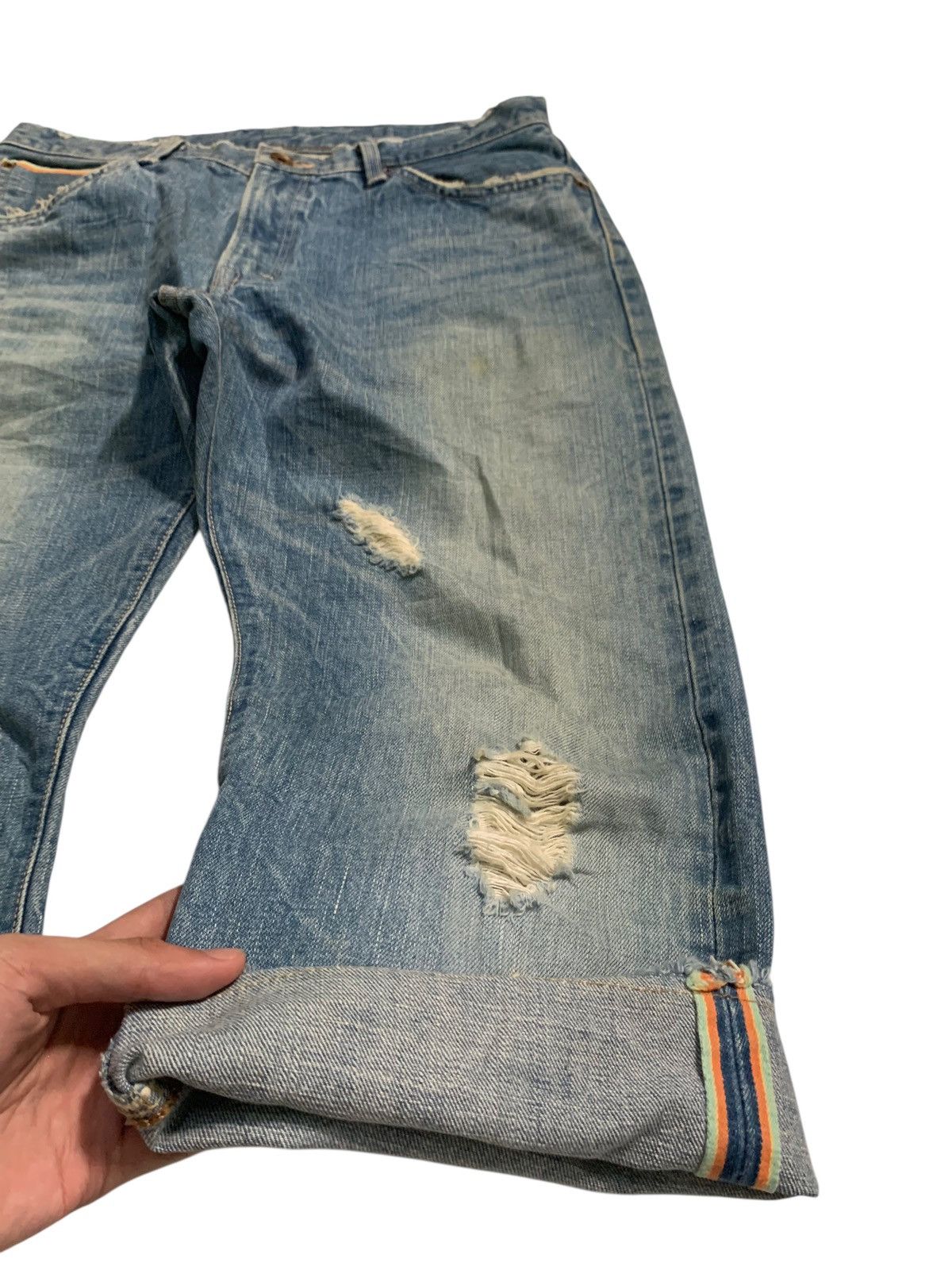 Kapital VINTAGE EDWIN 505S SELVEDGE PUNK SHORT DISRESSED DENIM Size US 32 / EU 48 - 5 Thumbnail