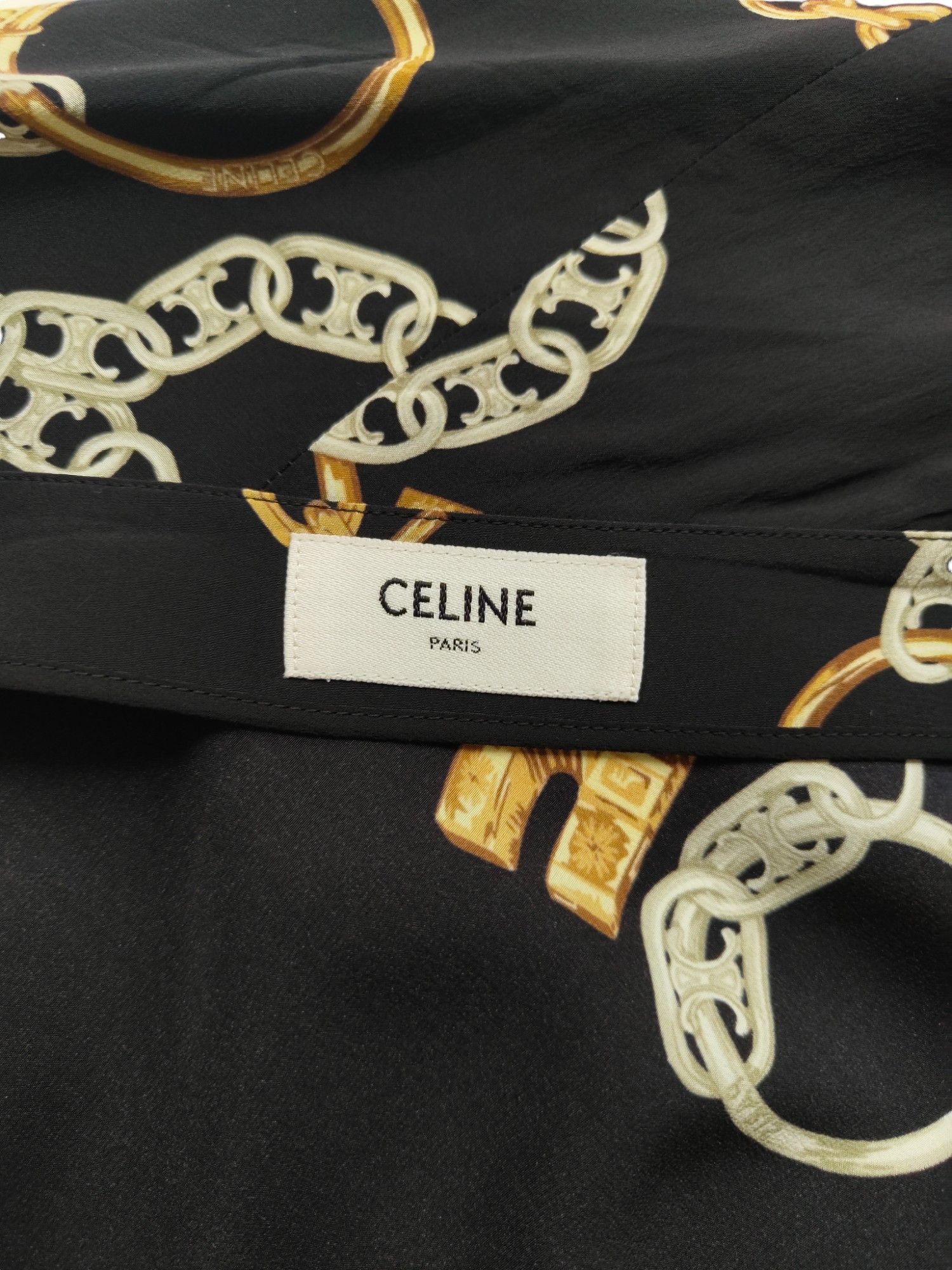 Celine Silk Skirt With Signature Celine Chain Graphics Size 26" / US 2 / IT 38 - 4 Thumbnail